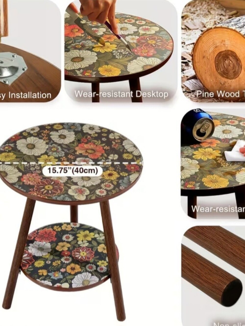 Floral Accent Side Table - Multicolor Table Only - Picture 3 of 5
